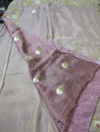 pure tissue with rich work - Fuchsia Pink