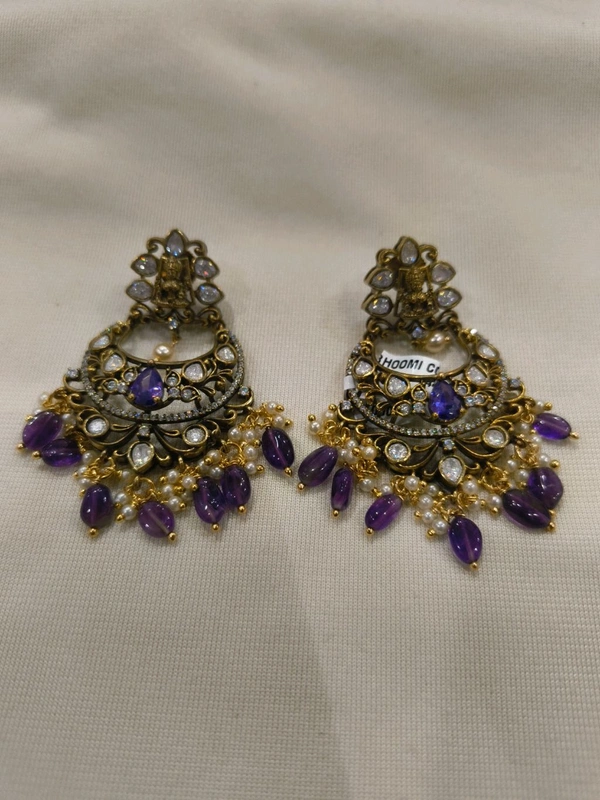 victorian earrings - Purple