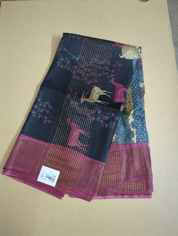 pure handloom tusser - Black