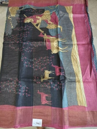 pure handloom tusser - Black