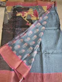 pure handloom tusser - Black