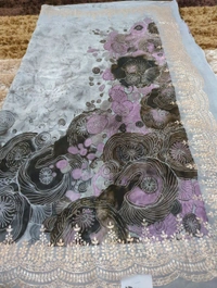 pure georgette with peeta work - Gray