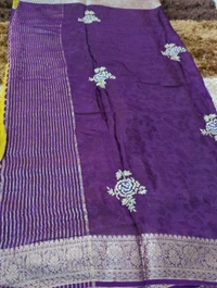 pure russian crepe with muggum work - Pigment Indigo