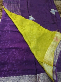 pure russian crepe with muggum work - Pigment Indigo