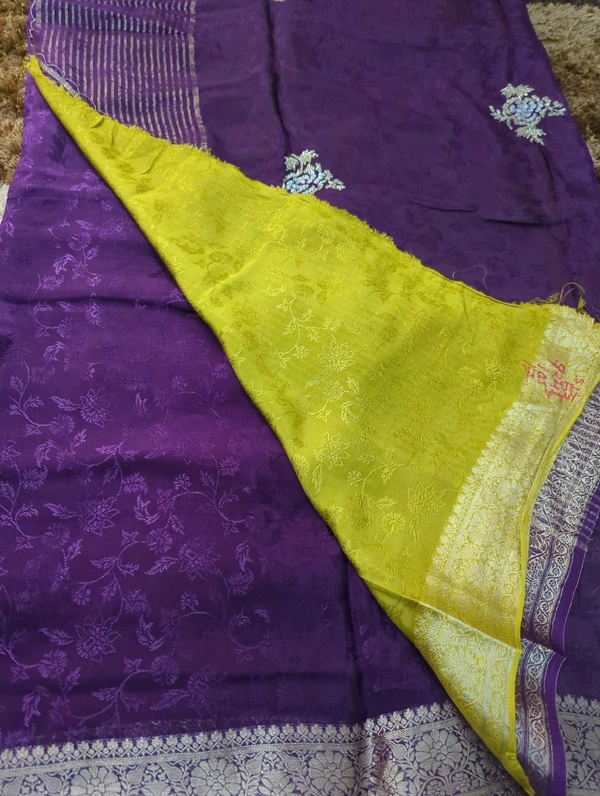 pure russian crepe with muggum work - Pigment Indigo