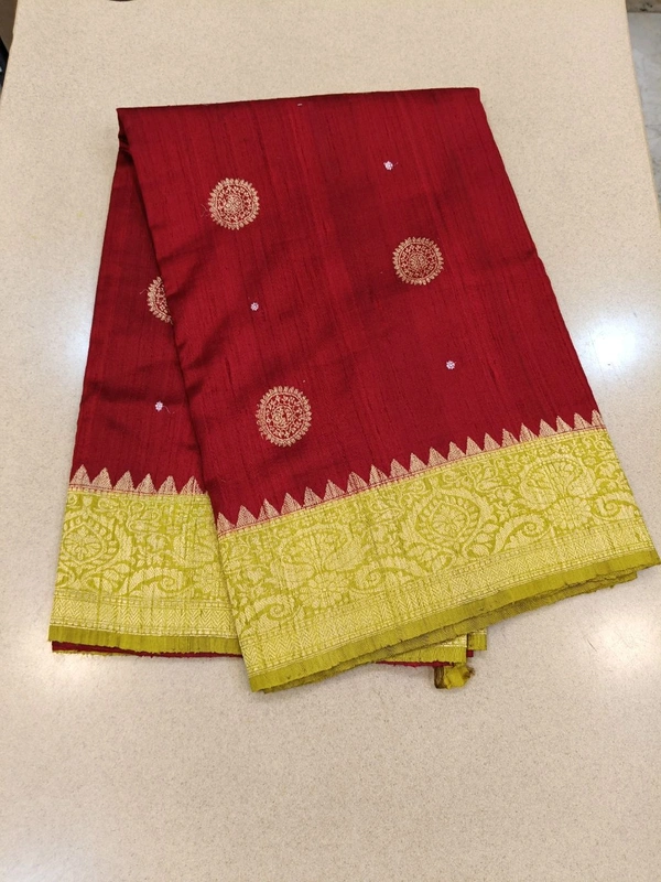 Pure Handloom Rawsilk - Red