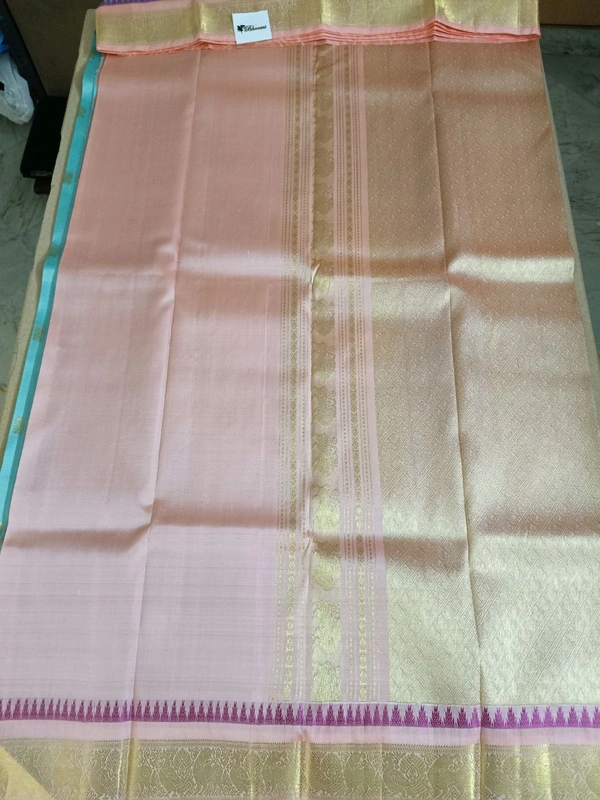 Pure Handloom Kanchi Pattu - Cyan Aqua
