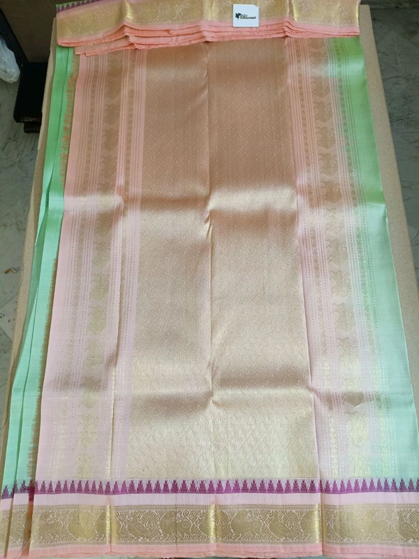Pure Handloom Kanchi Pattu - Mint Green