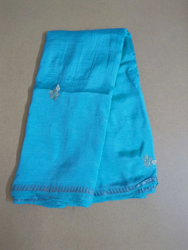 Pure Handloom Mangalagiri Work - sky blue