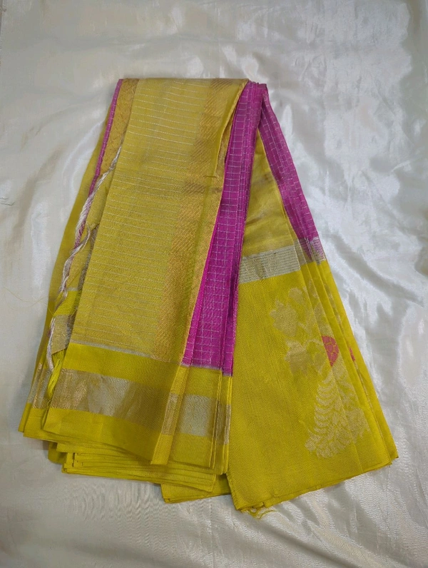 Pure Handloom Tissue Jamdhani - Yellow
