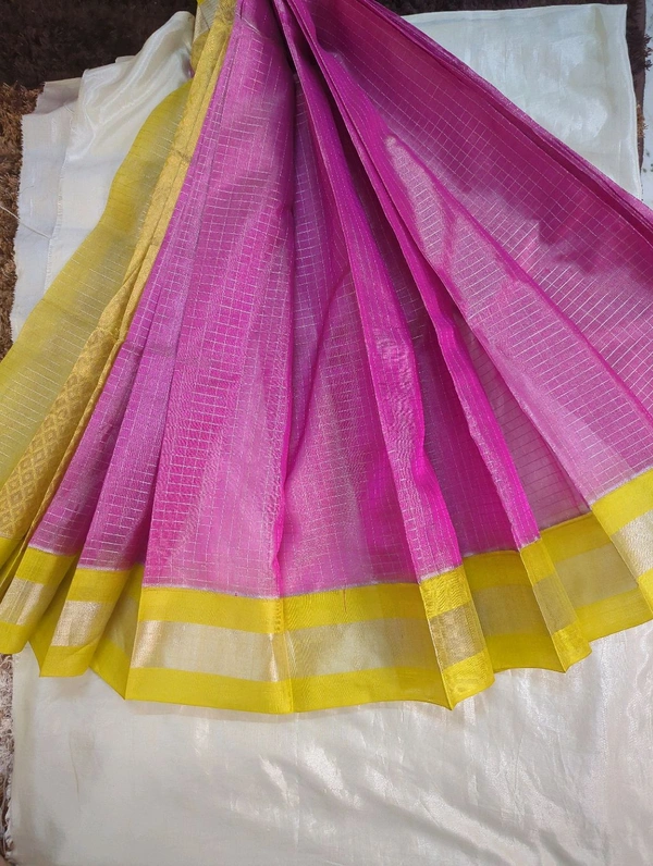 Pure Handloom Tissue Jamdhani - Yellow