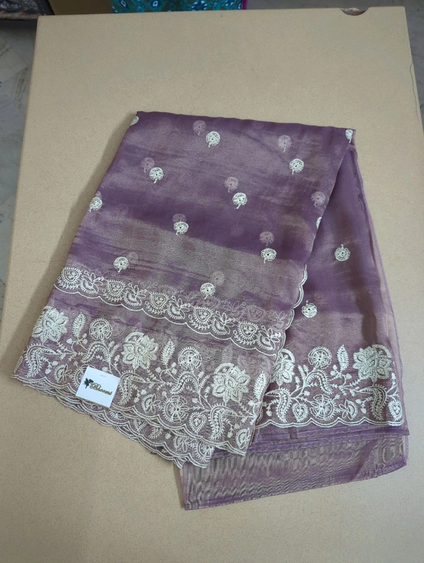 Pure Tissue Crush Embroidery  - Purple