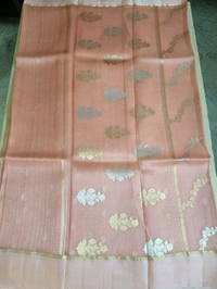 Pure Handloom Organza  - peach