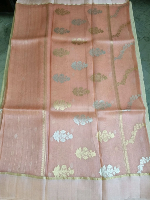 Pure Handloom Organza  - peach