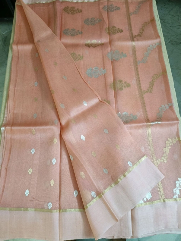 Pure Handloom Organza  - peach
