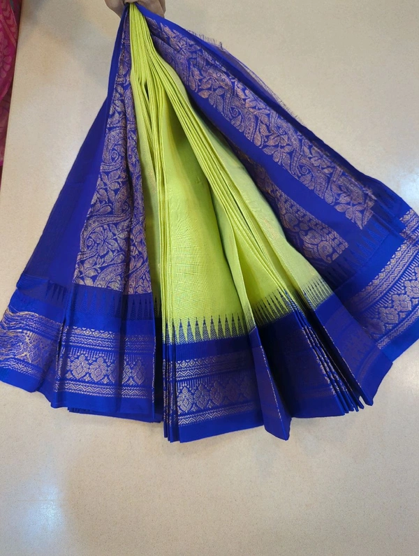 Pure Gadwal Cotton - lemon yellow