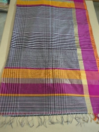 Pure Handloom Maheswari - Black with Pink