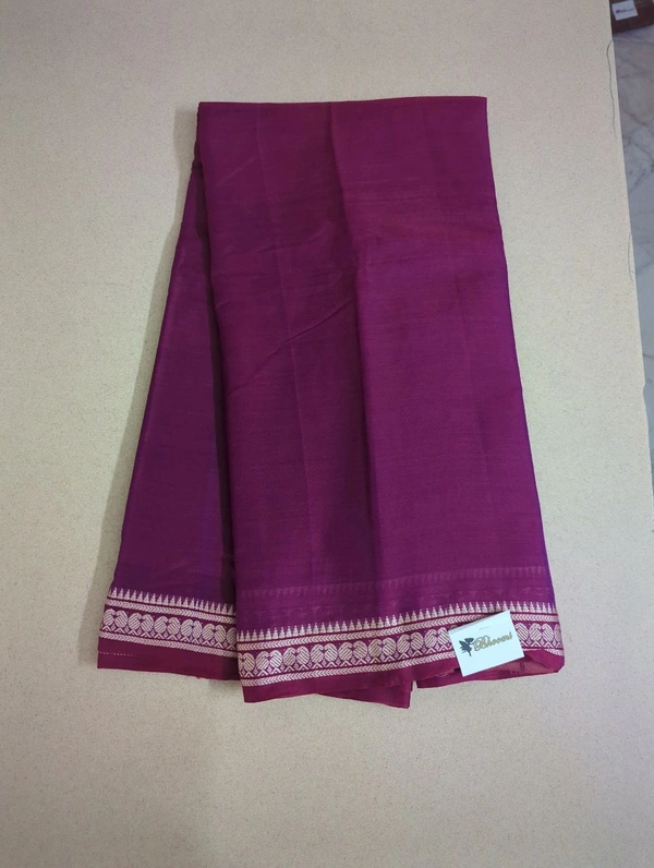 Pure Narayanapet Cotton - purple silver border