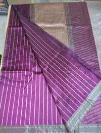 Pure Handloom Katan Pattu - Purple