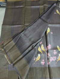 pure handloom tusser - Morocco Brown