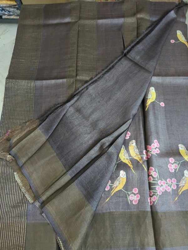 pure handloom tusser - Morocco Brown
