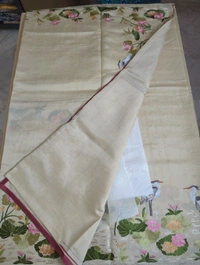 Tusser With Rice Embroidery  - cream