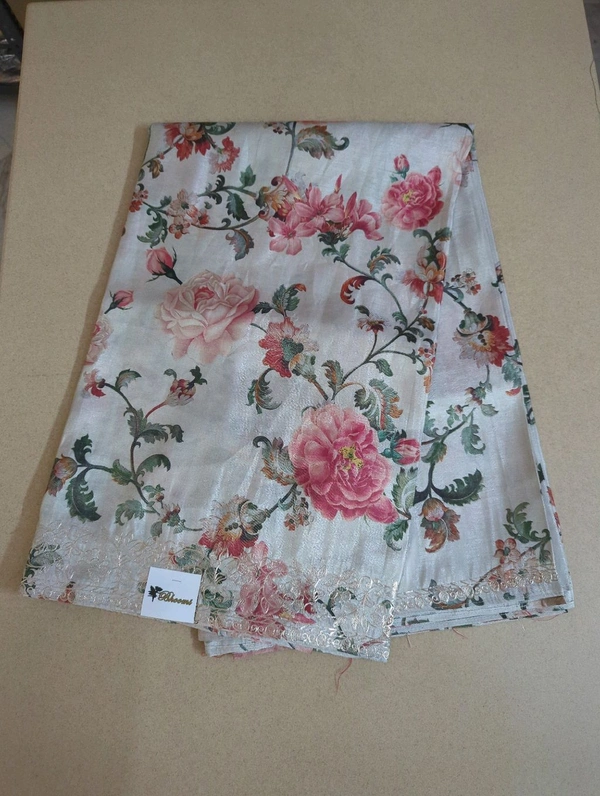 Tissue Georgette With Pita Work - cream