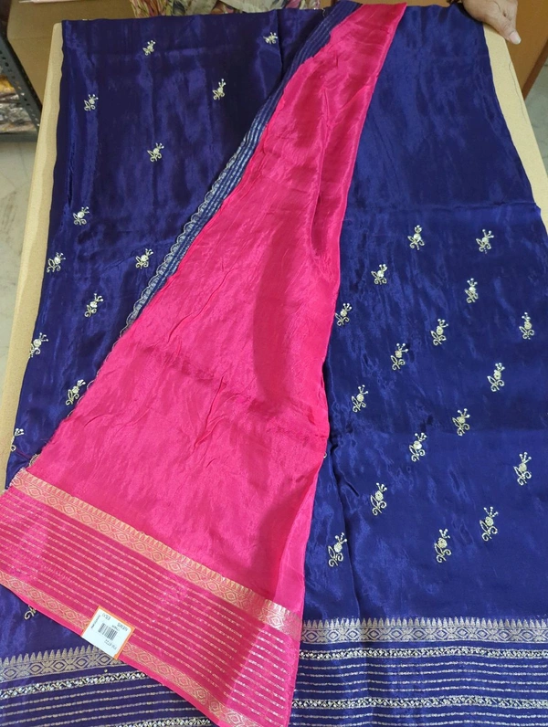 russian crepe handwork - Navy Blue