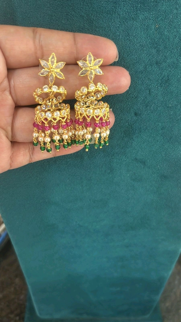 Gold Copy Jhumkas Screw Back  - multi colour, 1 week dispach time, HD