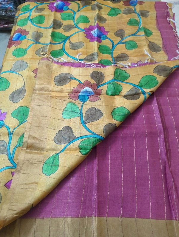pure handloom tussar - Purple