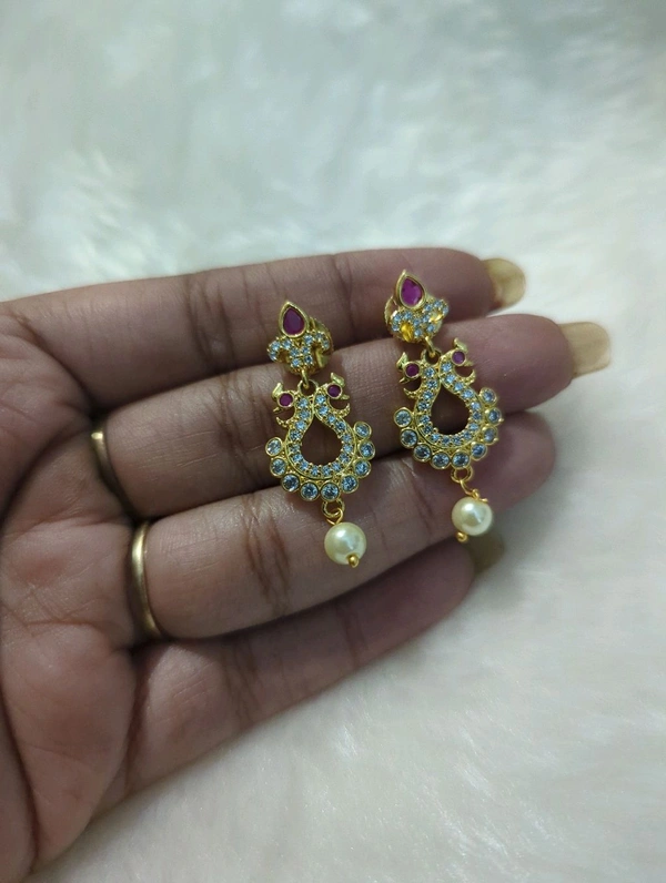 cz earrings - White