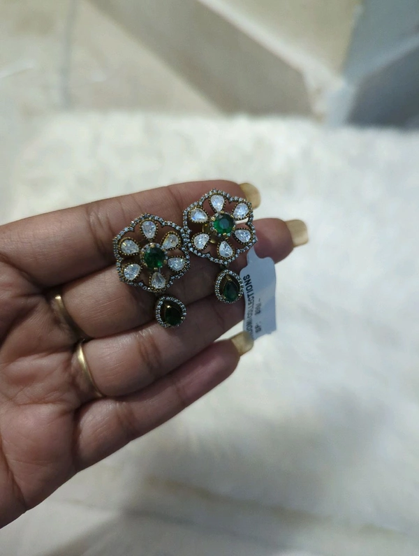 mossonite earrings - green