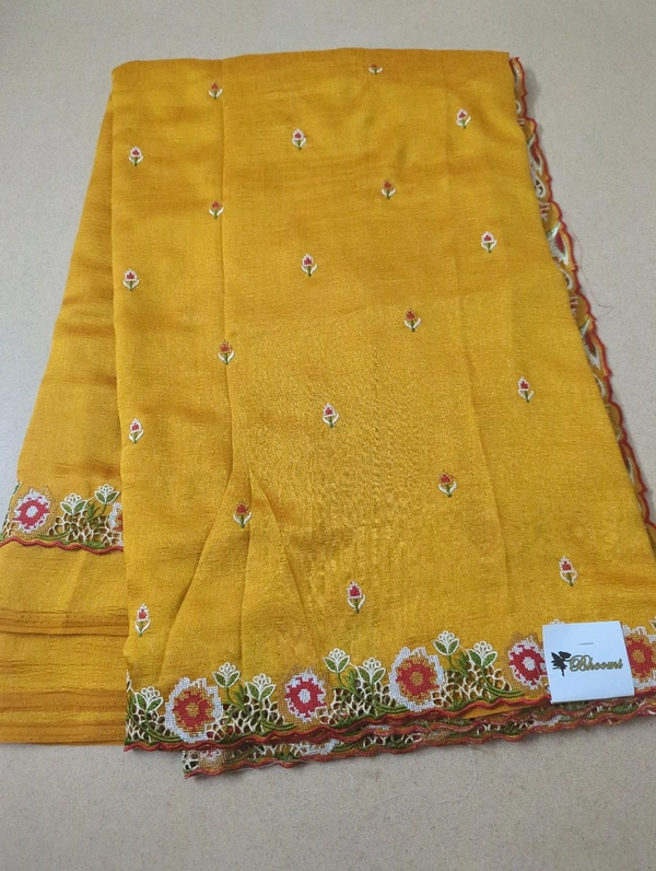 Pure Vichitra Silk - Web Orange