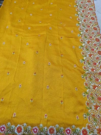 Pure Vichitra Silk - Web Orange