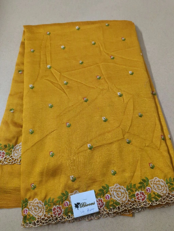 Pure Vichitra Silk - Web Orange