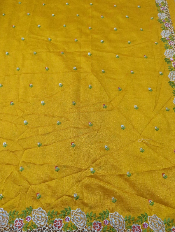 Pure Vichitra Silk - Web Orange