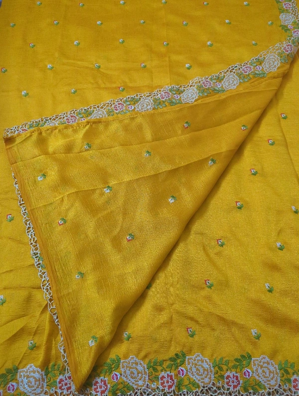 Pure Vichitra Silk - Web Orange