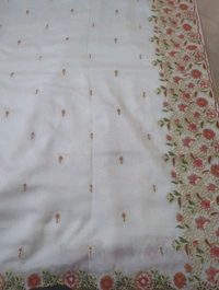 Pure Vichitra Silk - White