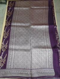 Pure Tusser Georgette  - wine, Waves