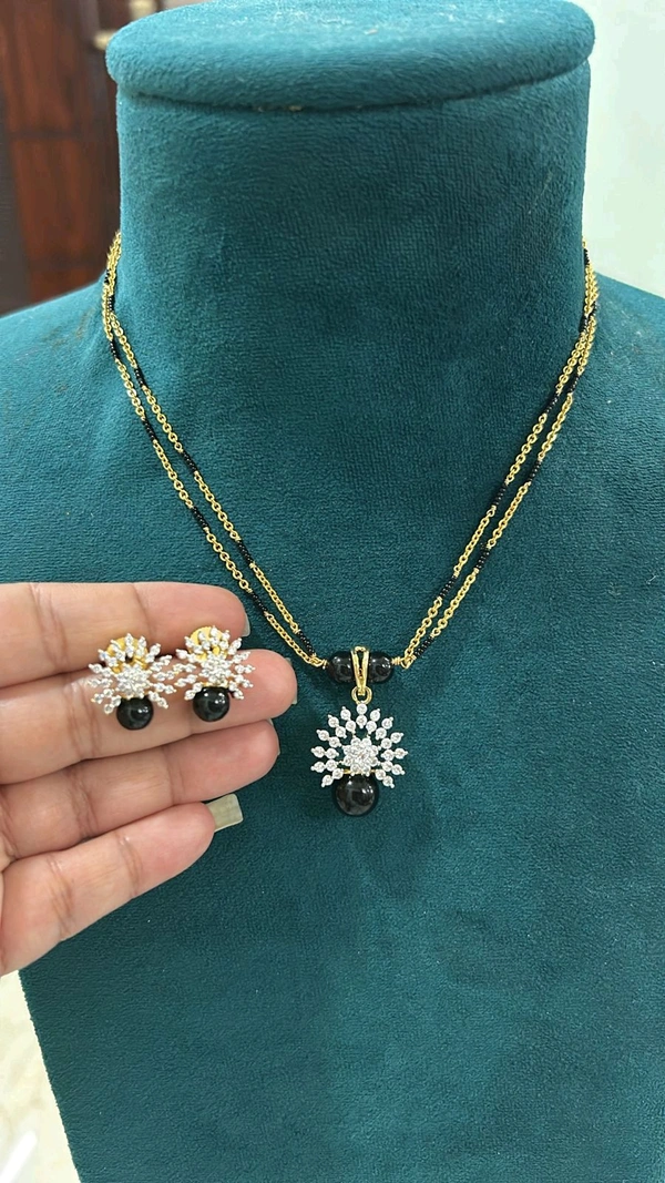 Black Beads With Diamond Replica - 10 Days Dispatch Time, 18 Inches, HZ