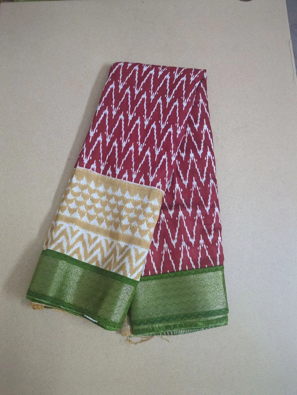 Chiniya With Ikkat Print - Red