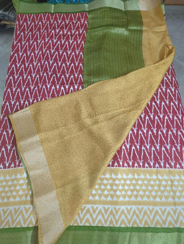 Chiniya With Ikkat Print - Red