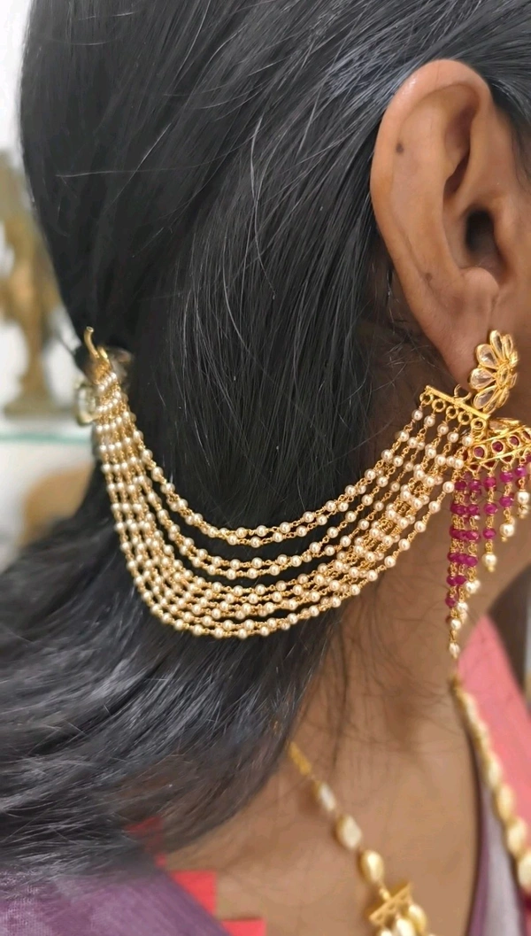 Ear Chains With Real Swarovski Pearls - VZ