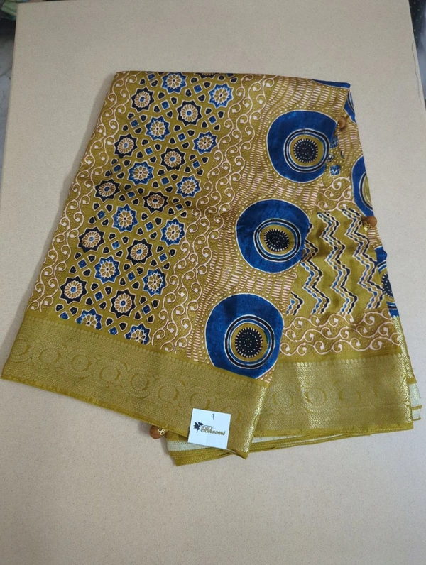 Pure Dola Ajarakh Print - gold 9