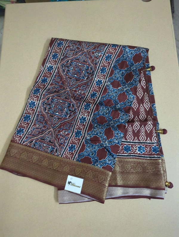 Pure Dola Ajarakh Print - maroon 11