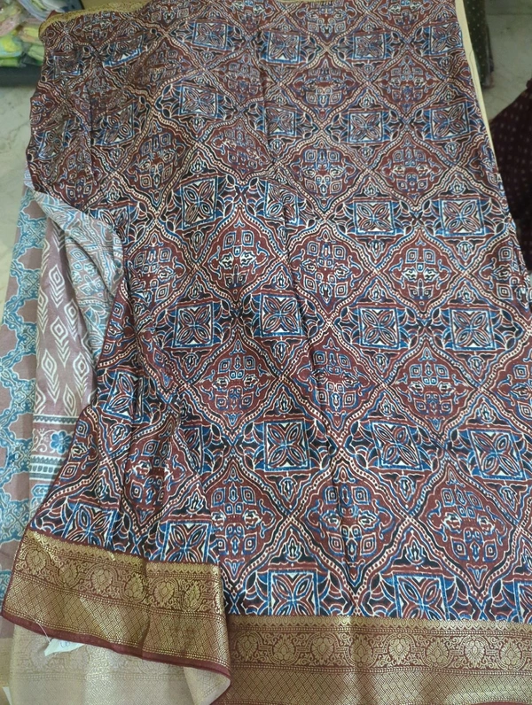 Pure Dola Ajarakh Print - maroon 11