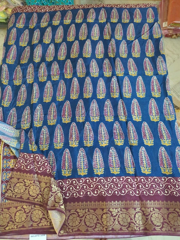 Pure Dola Ajarakh Print - maroon 15