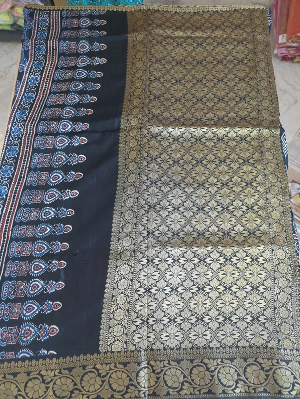 Pure Dola Ajarakh Print - black 17