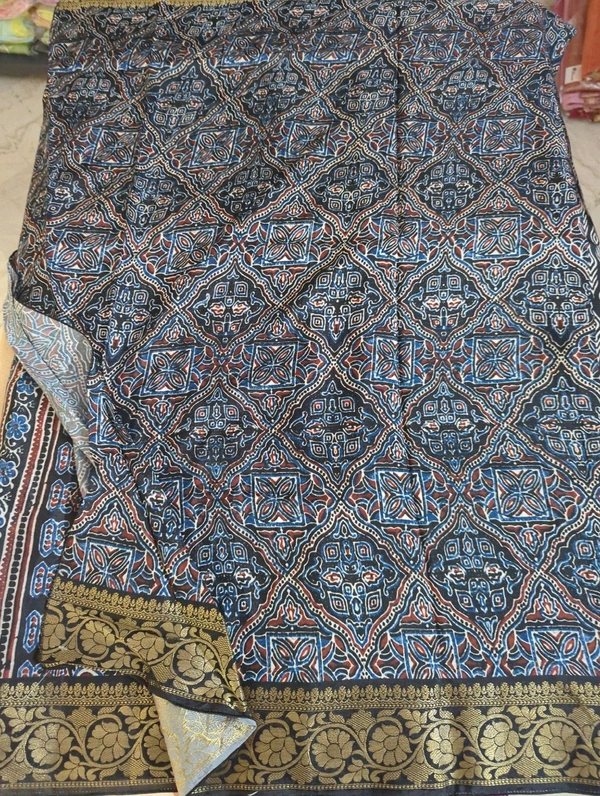 Pure Dola Ajarakh Print - black 17