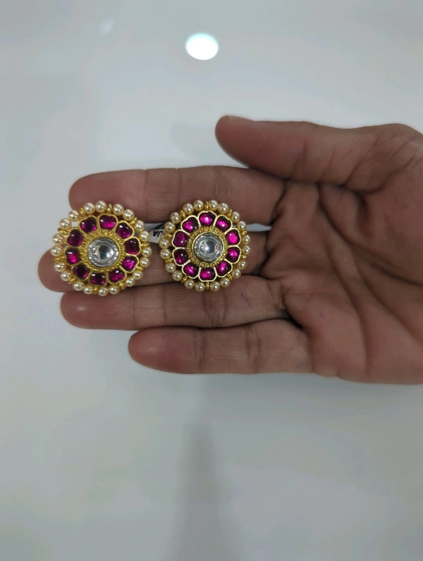 Jadua Kundan Studs - pink